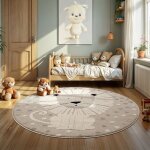 The carpet jungle kids ? tapis enfant / jeu chambre facile d?entretien r�sistant beige 120 cm rond d18 ...