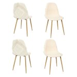 The home deco factory - lot de 4 chaises faro tissu et pieds m�tal imitation bois - beige