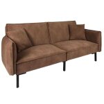 The home deco factory - canapé convertible effet cuir grimstad - 3 places - marron The home deco factory - canapé convertible effet cuir grimstad - 3 places - marron