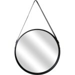 Miroir rond avec anse pu noir 50cm