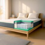 The white stone matelas 160 x 200 cm m�moire de forme breeze et ressorts ensach�s hauteur 25 cm anti ...