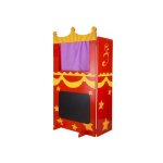 Theatre de marionnettes en bois enfant 875x55x245cm - base robuste tableau noir rideaux scene - jeu