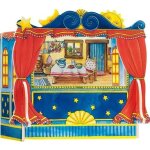 Thtre de marionnettes  doigts - goki - 5 dcors - bleu - enfant - a partir de 3 ans