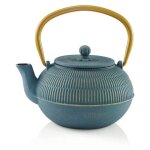 Th�i�re fonte japonaise 09l infuseur inox anse rabattable bec anti - goutte tous feux bleue orientale. ...