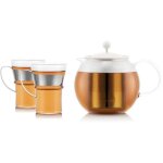 Théière à piston - bodum - assam set - 1. 0 l avec filtre inox couvercle plastique + 2 tasses verre anse ... Théière à piston - bodum - assam set - 1. 0 l avec filtre inox couvercle plastique + 2 tasses verre anse ...