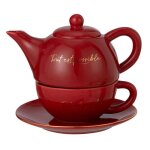 Th�i�re avec tasse & sous - tasse ilene 19cm rouge