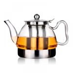 Th�i�re en verre pour plaque � induction th�i�re en verre transparent � motif floral - 800 ml label