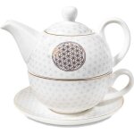 Théière - fleur de vie - porcelaine à la cendre dos - couleur verte - hauteur 13 cm - pour une personne ... Théière - fleur de vie - porcelaine à la cendre dos - couleur verte - hauteur 13 cm - pour une personne ...