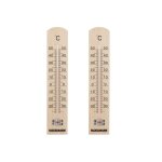 Lot de 2 thermomtres intrieur et extrieur en bois fackelmann tecno