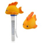 Thermomtre de piscine - facile  lire avec corde - flotteur en forme danimal - jaune - abs - rond