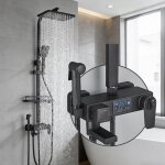 Thermostatique noir colonne de douche avec mitigeur 38�c avec 4 fonctions hauteur r�glable syst�me de ...