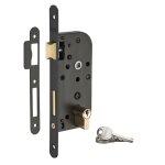 Thirard - serrure encastrable  cylindre pour porte dentre axe 40mm bouts ronds cylindre 30x30mm noir ...