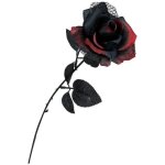 Tige fleur rosier artificiel rouge noir 40cm - decoration de fete halloween Tige fleur rosier artificiel rouge noir 40cm - decoration de fete halloween