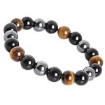 Bracelet - lbq28 - tiger eye triple protection - hmatite - obsidienne noire - 10 mm