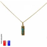 Tiki sagesse et sa chaine 50cm en vrai plaqu or 18k turquoise pendentif amulette porte bonheur tahitien ...