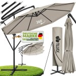 Tillvex� parasol d�port� � 350 cm taupe ? 360� uv upf 50 + avec manivelle couverture & paravent pare ...