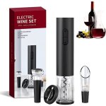 Tire bouchon Électrique - ouvre bouteille automatique de vin - coupe - capsule verseur et bouchon de ... Tire bouchon Électrique - ouvre bouteille automatique de vin - coupe - capsule verseur et bouchon de ...