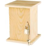 Tirelire en bois avec cadenas 10 x 10 x 13, 5 cm