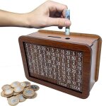 Tirelire - coin bank - bois - lgante - 17x12. 5x7cm - pour enfants et adultes