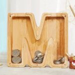 Tirelire en bois pour enfants tirelire alphabet tirelire avec cran acrylique tirelire personnalise ...