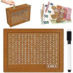 Tirelire en bois - megawise - vintage - rutilisable - avec marqueur - pour enfants