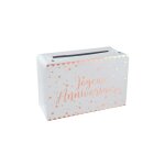 Tirelire carton anniversaire 24x16x10cm rose gold