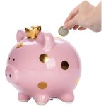 Tirelire - cochon - rose - cramique - 11. 8x14x13. 2 cm - 600 g