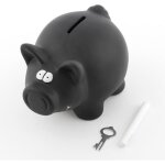Tirelire - cochon vietnamien - cramique - noir - 15x11x11 cm - pour enfants