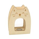 Tirelire - chat - bois naturel - personnalisable - 11 x 5 x 14 cm Tirelire - chat - bois naturel - personnalisable - 11 x 5 x 14 cm