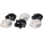 Tirelires - home deco factory - mini cochons semainier - c�ramique - coffret de 6 - blanc et noir