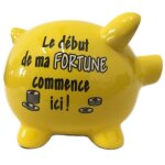 Tirelire - jaune - cochon - c�ramique - 11. 5 cm - mixte - enfant