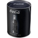 Tirelire m�tallique ronde coca - cola bouteille classique sur fond noir