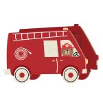 Tirelire - non spécifié - camion de pompier - bois - rouge - 10. 5 cm de hauteur Tirelire - non spécifié - camion de pompier - bois - rouge - 10. 5 cm de hauteur