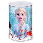 Tirelire - disney - la reine des neiges - mtal - 15 cm - cylindrique - bleu