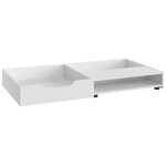 Tiroir de rangement binno pour lit enfant de 70x140 cm. fabriqu en panneaux de particules en blanc.