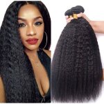 Tissage br�silien cheveux humains - zgeer - kinky straight - 10 12 14 pouces - noir naturel - 100% cheveux ...