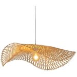 Abat - jour en bambou - tiss  la main - 55 cm - chapeau de paille - luminaire intrieur - style classique ...