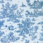 Tissu au mètre - lb - toile de jouy mini pastorale - 100% coton - largeur 1m60 - bleu Tissu au mètre - lb - toile de jouy mini pastorale - 100% coton - largeur 1m60 - bleu