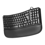 Clavier ergonomique filaire - tnb - ergo - azerty fr - pav� num�rique - repose - poignet simili cuir