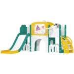 Toboggan pour enfant 7 en 1 - aiyaplay - panier de basket t�lescope rangement tunnel escalade tableau ...