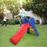 Toboggan pour enfant - aire de jeux pliable - panier de basket en plastique - multicolore 106 x 59 x ...