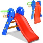 Toboggan enfant pliable 2 en 1 avec panier de basket pour enfants 3 - 8ans toboggan descalade en hdpe ...