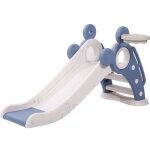 Toboggan pliable bleu et blanc pour enfantstoboggan avec panier de basketball et escaladejouets int�rieur ...