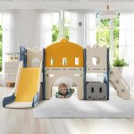 Toboggan station de jeux balanoire glissire aire enfant 6 en 1 intrieur et extrieur basket jouer ...