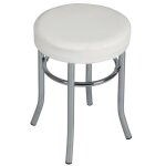 Todaro - tabouret acier chrom et simili blanc