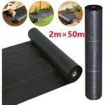 Toile anti - mauvaises herbes - tissu de paillage jardin - noir - 2m x 50m - perm�able r�sistant � la ...