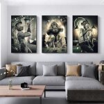 Toile art peinture fumer singe chimpanzs cartes  jouer salle de billard bar animal mur art affiches ...