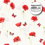 Toile cir�e - coquelicot - largeur 140 cm - blanc - synth�tique - autres motifs