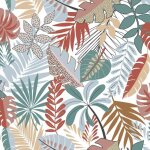 Nappe toile cir�e au m�tre - largeur 140 cm - feuillage - blanc