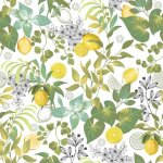 Nappe toile cir�e au m�tre - largeur 140 cm - feuilles et citrons - vert